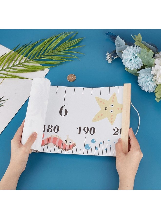 مسطرة قياس ارتفاع قماشية من CREATCABIN لنمو الحيوانات البحرية مع إطار خشبي قابل للإزالة ومعلقة ومساطر حائط كرتونية لتزيين غرفة المعيشة أو الحضانة أو كهدية 8.39 × 59 بوصة - Image 4