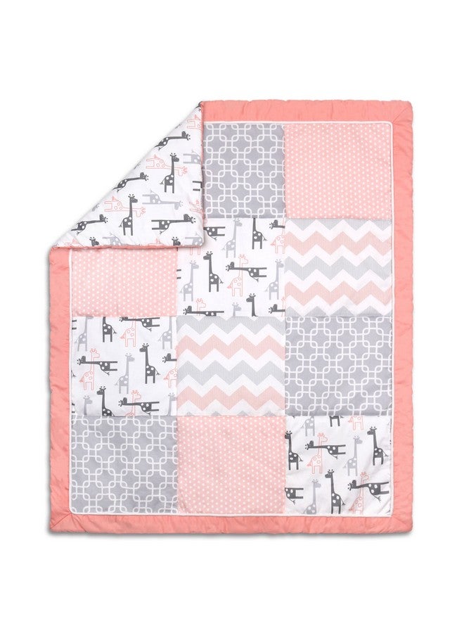Uptown Girl Giraffe and Geometric Patchwork Baby Crib Quilt by The Peanut Shell