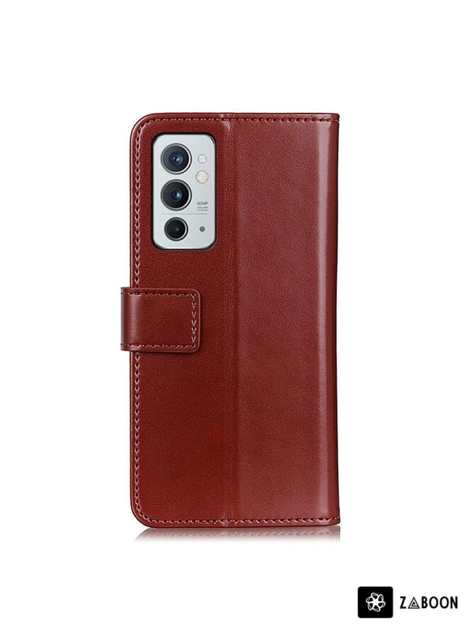 Zaboon Protective Case For OnePlus 9RT 5G 3-Color Pearl Texture Magnetic Buckle Flip Phone Leather Case - Image 3