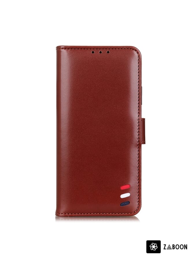 Zaboon Protective Case For OnePlus 9RT 5G 3-Color Pearl Texture Magnetic Buckle Flip Phone Leather Case - Image 2