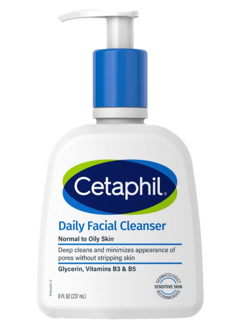 Cetaphil Daily Facial Cleanser, Normal To Oily Skin, 8 Oz 237ml - Image 1