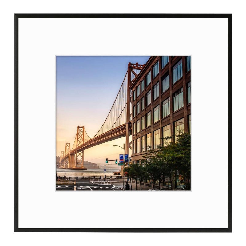 Frametory, 12x12 Aluminum Picture Frame - 12 x 12 Black Frame with Removable Mat for 8 x 8 Photo - 12 by 12 Durable Metal Frame with Real Glass - Sawtooth Hanger for Easy Wall Display - 1 Pack - Image 1