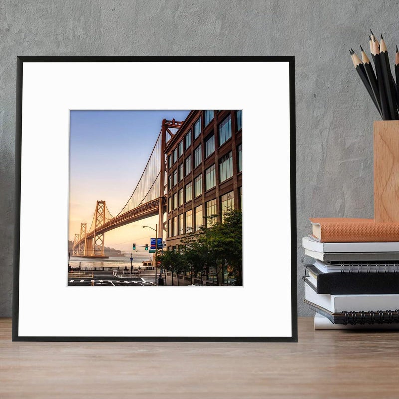 Frametory, 12x12 Aluminum Picture Frame - 12 x 12 Black Frame with Removable Mat for 8 x 8 Photo - 12 by 12 Durable Metal Frame with Real Glass - Sawtooth Hanger for Easy Wall Display - 1 Pack - Image 3