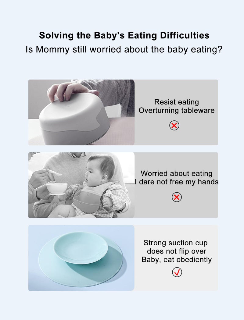 GLOGLOW Baby Place Mats, Double Sided Suckers Children Feeding Bowl Cup Anti Slip Placemat Kids Magic Suction Mat(Green) - Image 4