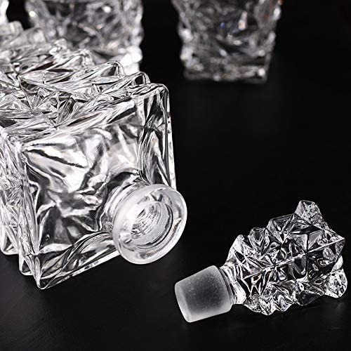 Vilon Imported European Crystal Clear 7 Pcs Decanter and Glasses Set- 1 Decanter and 6 Pcs Glass Set Perfect for Whiskey, Scotch, Wine, Vodka,Rum etc 7Pcs (Diamond Decent +6 Glass (1), Medium) - Image 5