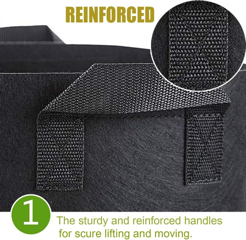 Cavisoo 24-Pack 5 Gallon Grow Bags, Heavy Duty Thickened Non-Woven Plant Fabric Pots with Reinforced Handles - Image 3