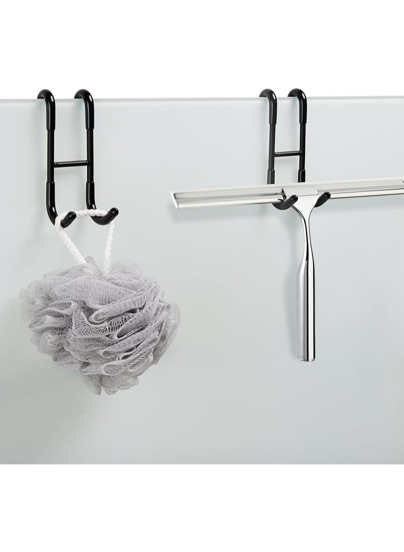 2 Pack Shower Door Towel Hooks，Over Door Hooks Towel Rack for Bathroom，Drilling-Free Hanger Black Shower Hooks - Image 5