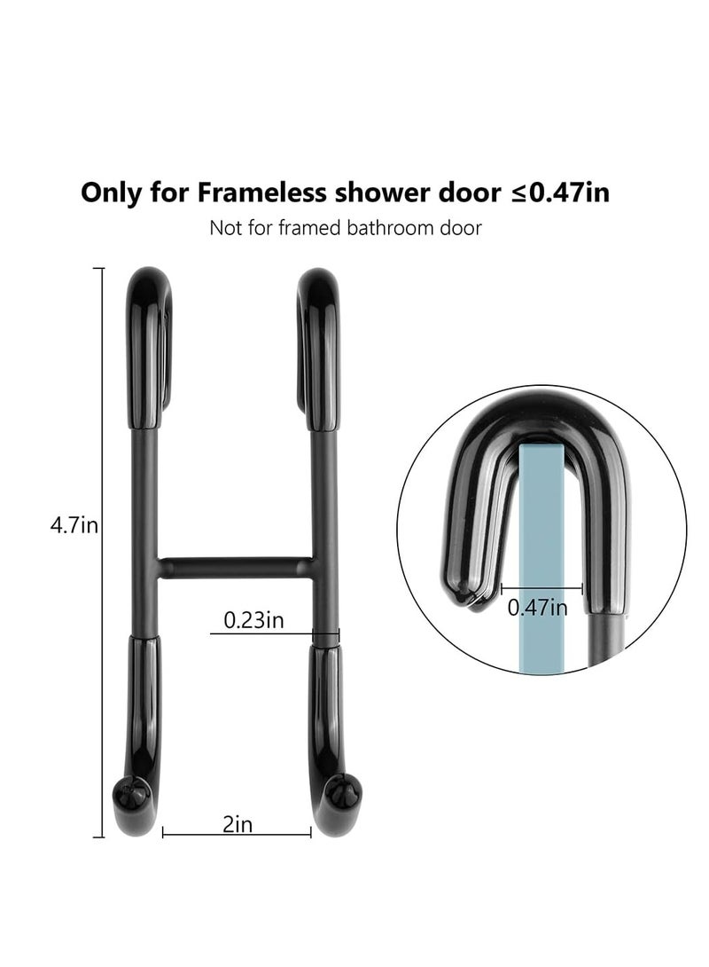 2 Pack Shower Door Towel Hooks，Over Door Hooks Towel Rack for Bathroom，Drilling-Free Hanger Black Shower Hooks - Image 3