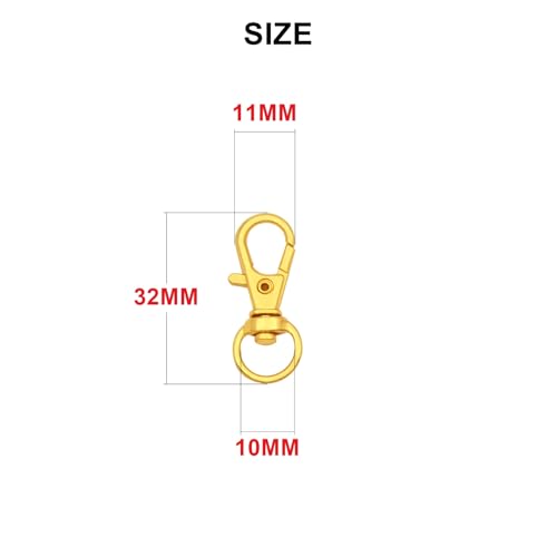 ZoloAJay 50pcs Swivel Snap Hooks Premium Metal Golden Lobster Claw Trigger Clasps for Lanyard Keychain Rings Bag Purse Tag Jewelry Making DIY Crafts Length 1.26inch(32mm) Inside Width 0.39inch(10mm) - Image 2