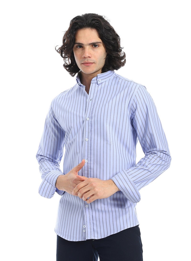 Andora Oxford Dual Stripe Shirt_ Baby Blue - Image 1