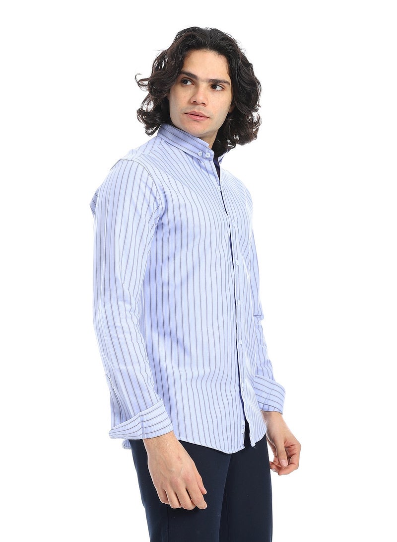 Andora Oxford Dual Stripe Shirt_ Baby Blue - Image 2