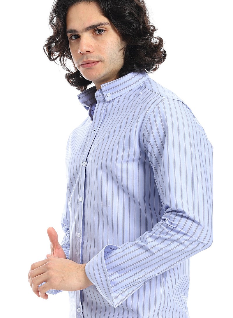 Andora Oxford Dual Stripe Shirt_ Baby Blue - Image 4