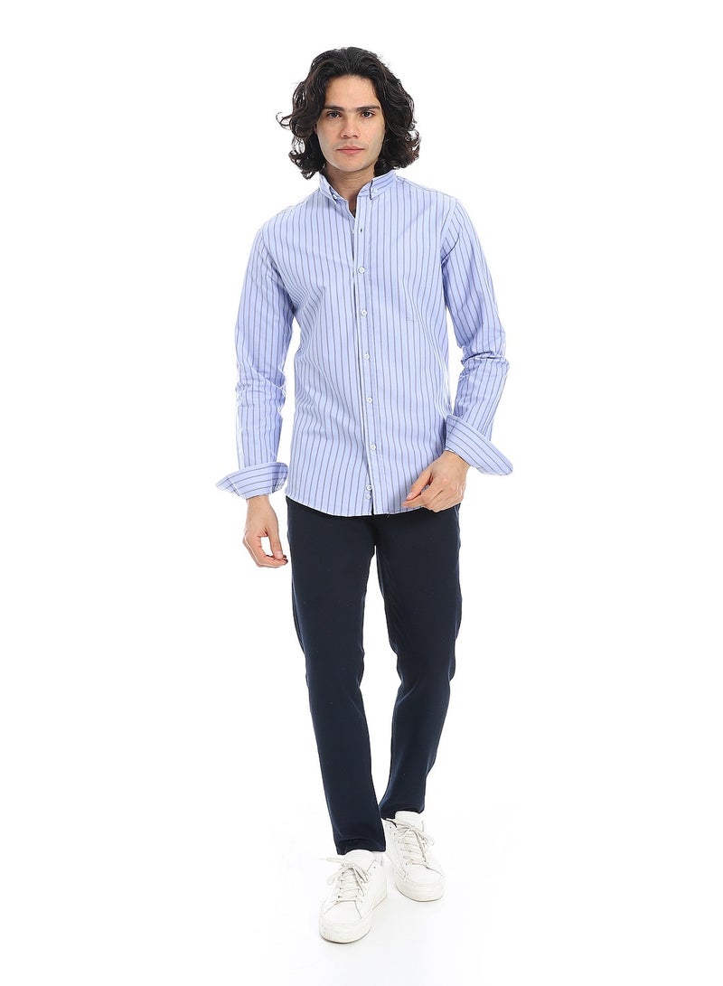 Andora Oxford Dual Stripe Shirt_ Baby Blue - Image 5