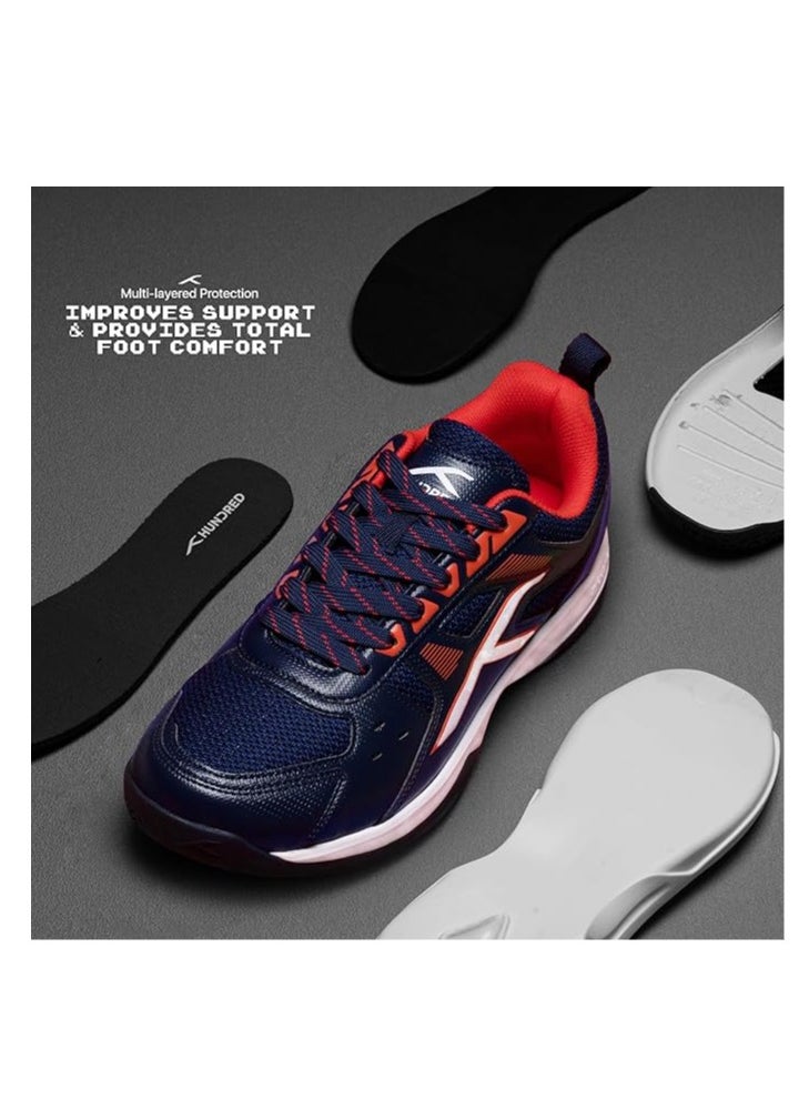 HUNDRED Raze Non-Marking Professional Badminton Shoes for Men| Material Upper: Polyester, Sole: Rubber | Suitable for Indoor Tennis/Squash/Table Tennis/Basketball & Padel  - Image 2