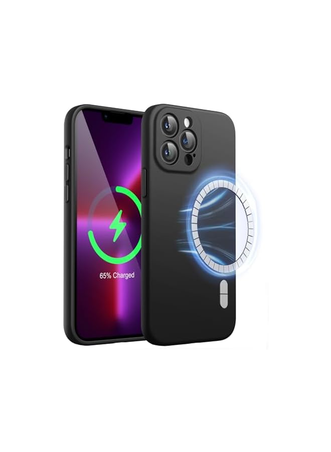 JETech Magnetic Silicone Case for iPhone 13 Pro 6.1-Inch, Compatible with MagSafe, Phone Cover with Camera Lens Full Protection (Black) - Image 1