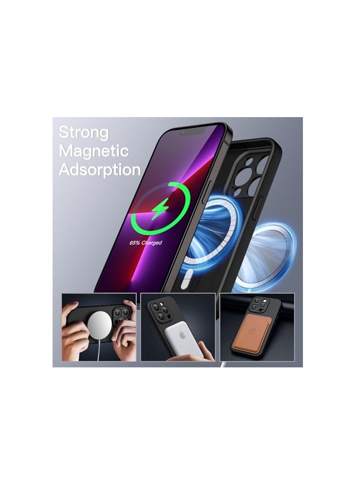 JETech Magnetic Silicone Case for iPhone 13 Pro 6.1-Inch, Compatible with MagSafe, Phone Cover with Camera Lens Full Protection (Black) - Image 4