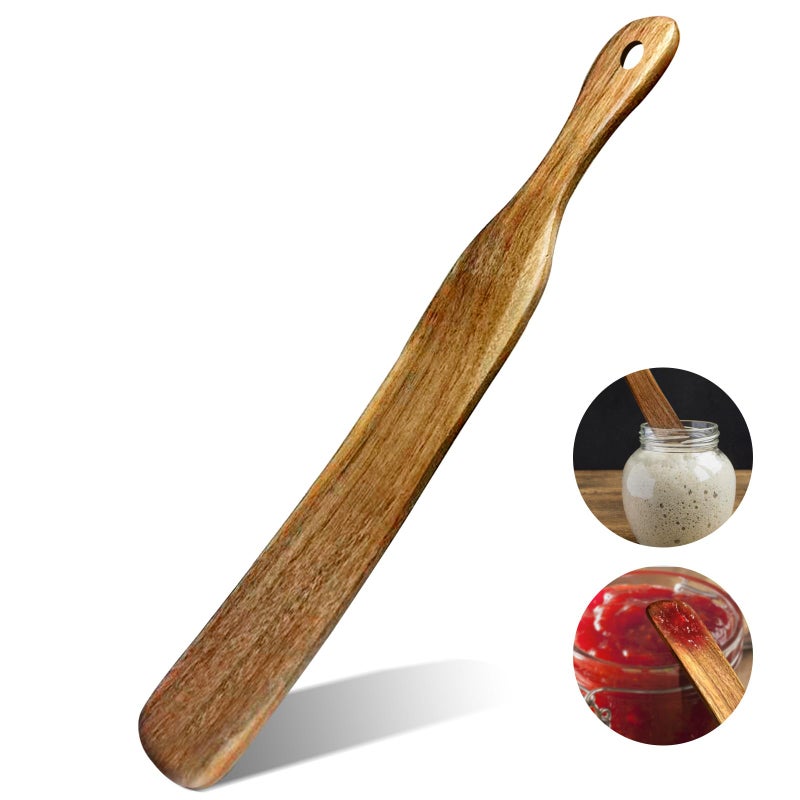 Solvora Skinny Spurtle, Sourdough Shovel Spurtle Spatula11 Inch, Natural Acacia Wood For Sourdough Starter & Baking Supplies, Dough Whisk, Sourdough Tools Essentials, Non-Scratch Utensils For Nonstick Pans - Image 1