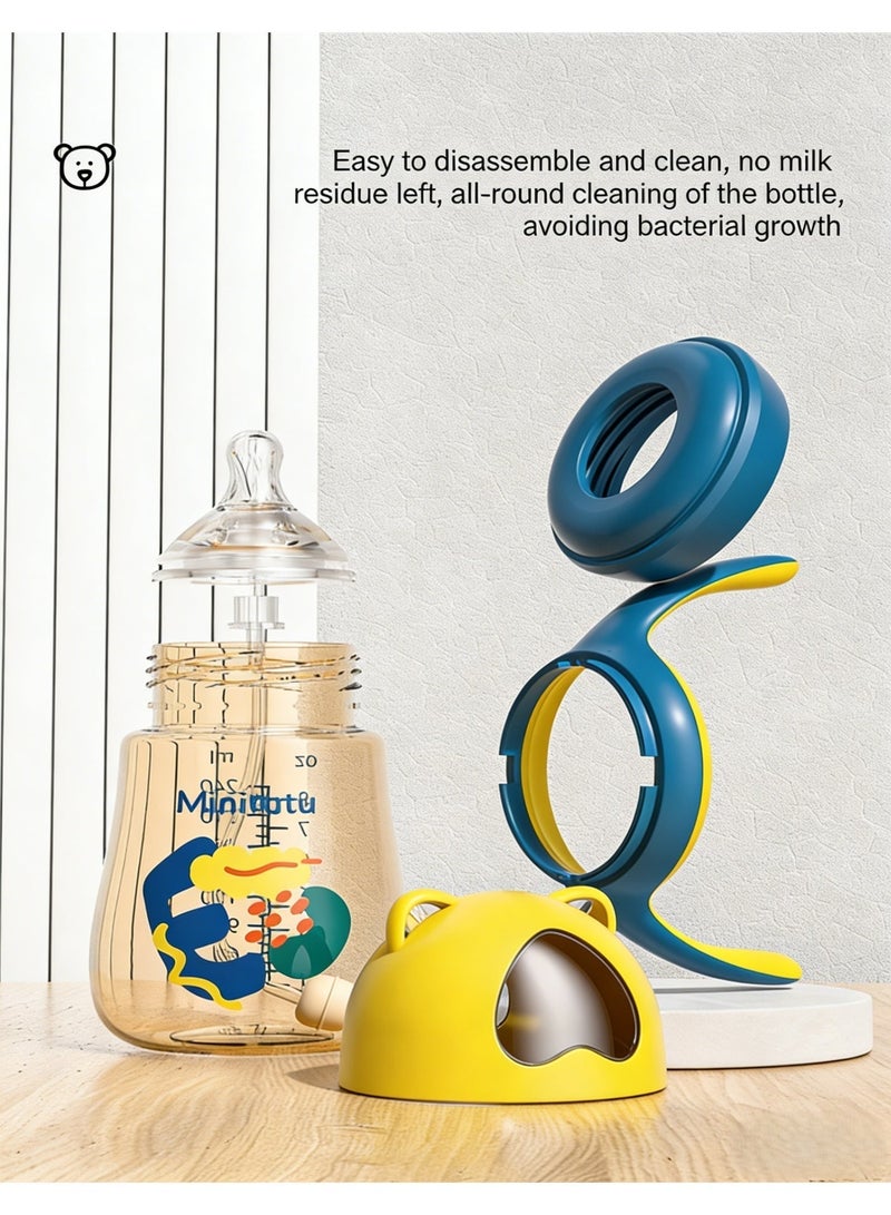 Minitutu Kids Feeding Bottle with Straw 240ml, BPA Free Leakproof Toddler Cup with Handles, Cute Bear Design Drinking Water Bottle for Boys Girls, Portable Spill Proof Sippy Cup for School Travel (Yellow Blue) - Image 5
