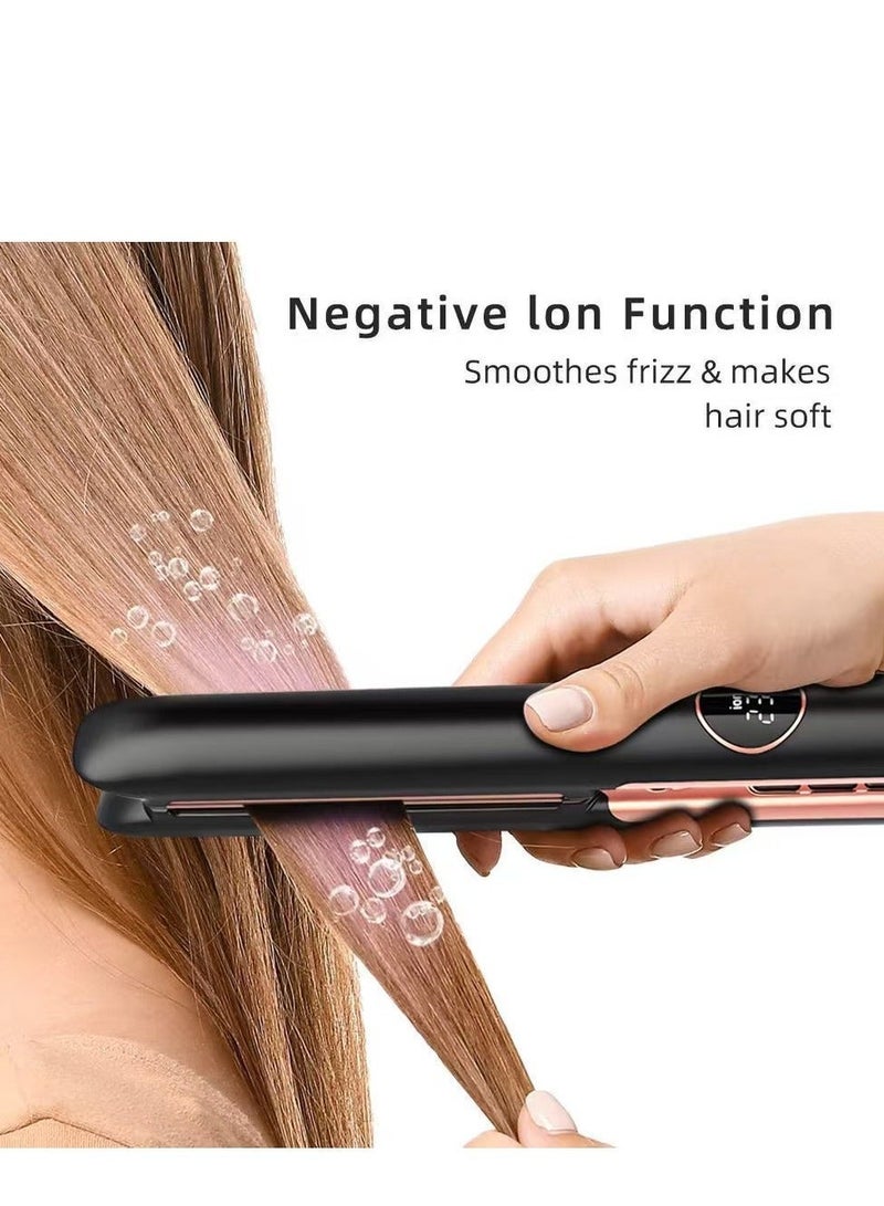 روينغدا أفضل مبيع سيراميك الشعر مصمم و Curler 2 في 1 تسخن حتى 260 درجة مئوية عالية درجة الحرارة سيراميك مسطح الحديد أيونية التكنولوجيا 5 إعدادات درجة الحرارة لوحات عائمة مع ردود الفعل الاهتزاز ، مثالية للتسوية / التجفيف أحدث نموذج - Image 5