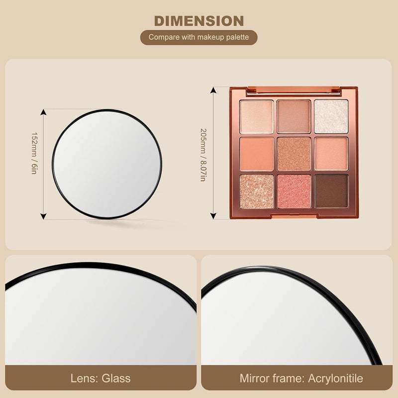 Foxelli 10x Magnifying Mirror With 2 Suction Cups 6 Stick On Makeup Mirror Travel Magnifying Mirror Set Comes With Portable Storage Bag Compact Small Magnifying Mirror For Travel With 10x Magnification 1  - Image 2