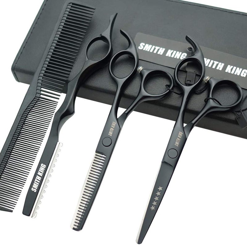 55 Inches Hair Cutting Scissors Set with Razor Combs Lether Scissors CaseHair Cutting Shears Hair Thinning Shears for Personal and Professional Black