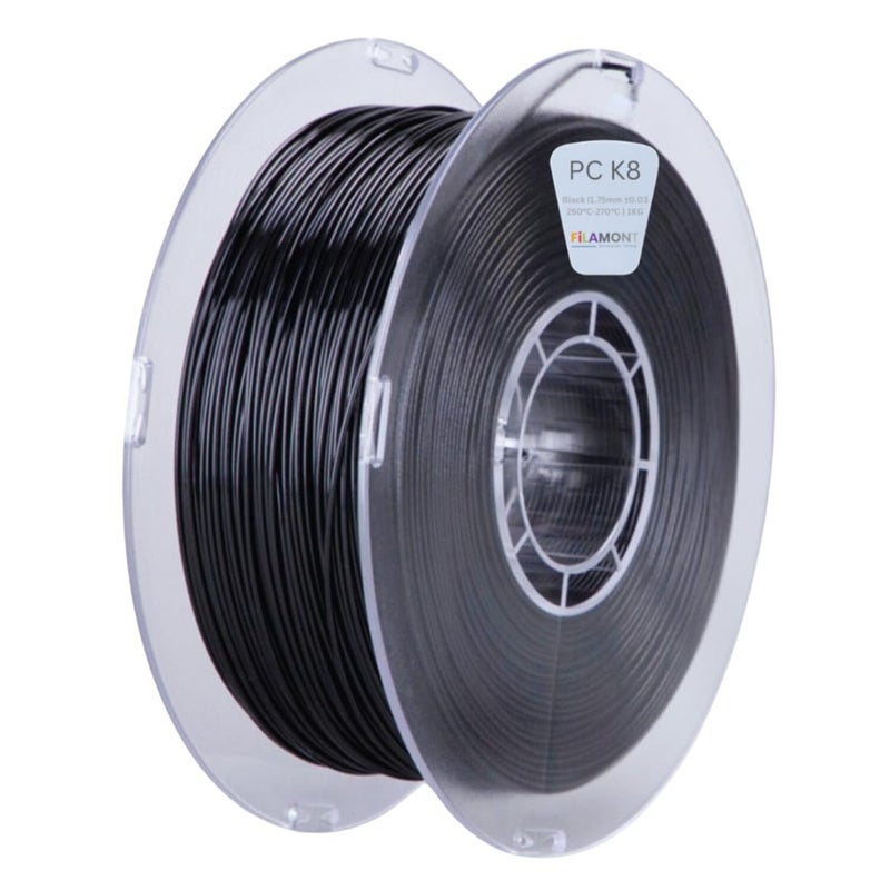 Protomont TECHNOLOGIES Filamont 3D Printer Filament Premium Plus 3D Printing Filament, Compatible with Most FDM Printers (K8 Clear Black) - Image 1
