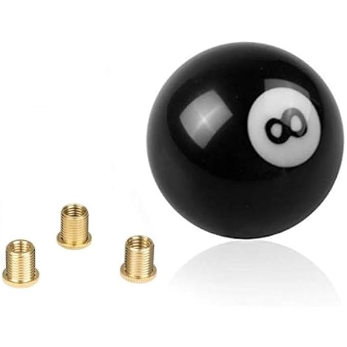 rayihni THE WHITE SHOP Shift Knob Black 8 Ball Billiard Acrylic Gear Shift Lever Shift Knob Black Shaped Round Manual with 3 Adapters Universal Fit Compatible with Manual Car M 8125 M 10125 M 1015 M 121 - Image 1