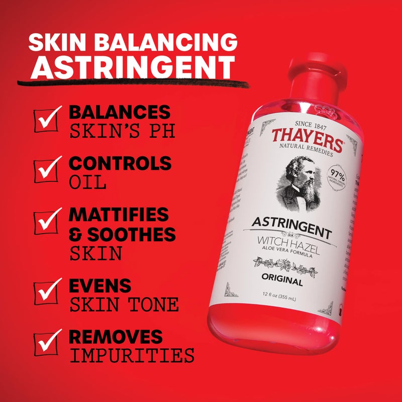 THAYERS Original Witch Hazel Astringent with Aloe Vera, 12 Ounce Bottle - Image 2