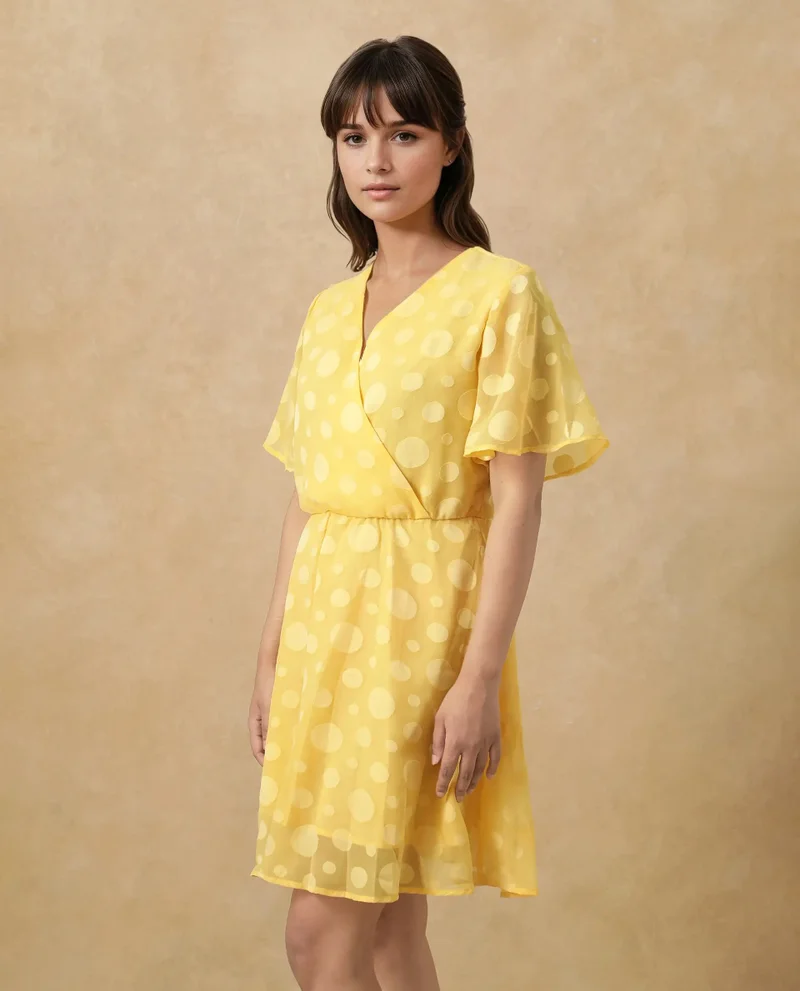 Rareism Women's Polka Dot Mini Wrap Dress