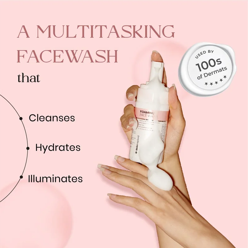 مستوحى من البشرة SkinInspired Foaming Face Wash For Deep Cleansing/Facewash for Glowing Skin/Daily-Use Face Cleanser for Women & Men/Natural Foaming Face Wash for Normal to Dry & Combination Skin (100 ml)