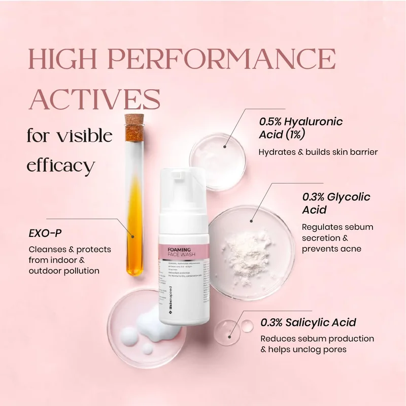 Skininspired  SkinInspired Foaming Face Wash For Deep Cleansing/Facewash for Glowing Skin/Daily-Use Face Cleanser for Women & Men/Natural Foaming Face Wash for Normal to Dry & Combination Skin (100 ml)  | Best Price UAE