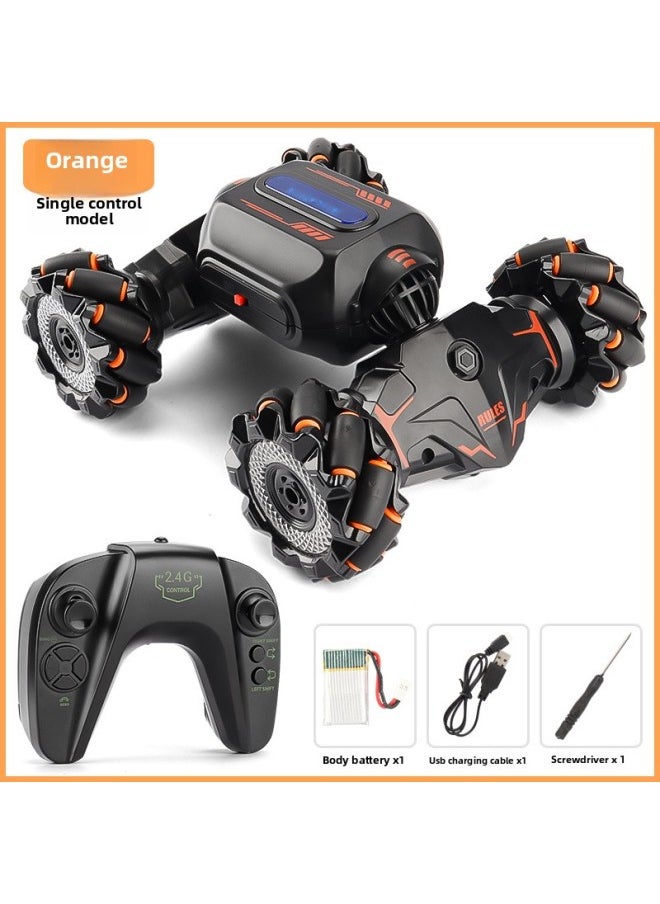 Gesture Induction Twist Snake-shaped Climbing Remote Control Car Stunt Drift Car Rc Stunt Off-road Remote Control Toy Car-Color:Orange (single Control)  - Image 1