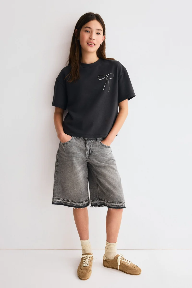 H&M Wide Leg Low Denim shorts