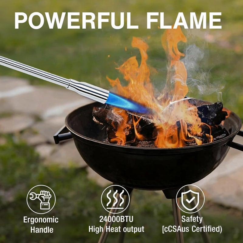 KOMAN Weed Torch Propane Burner, 35" Long Arm, Self-Ignition,Fuel by 1LB /5-40LB Propane Tank, for Roofing, Weeding, Campfire Starting (Output 24000BTU) - Image 3