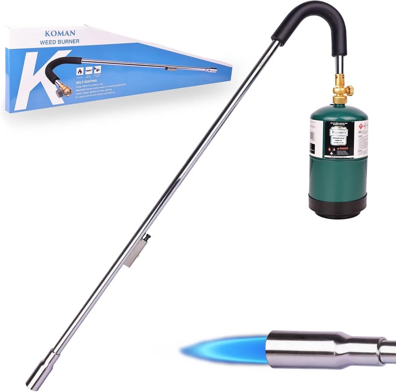 KOMAN Weed Torch Propane Burner, 35" Long Arm, Self-Ignition,Fuel by 1LB /5-40LB Propane Tank, for Roofing, Weeding, Campfire Starting (Output 24000BTU) - Image 1