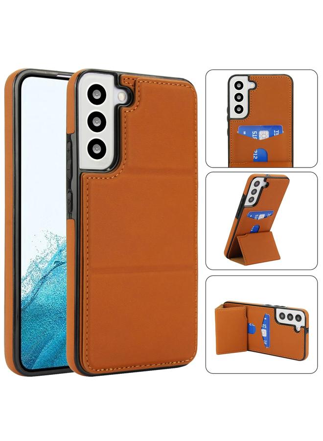 The Bros Case For Samsung Galaxy S22+ 5G Tri-fold Holder Leather Phone Case with Card Slot