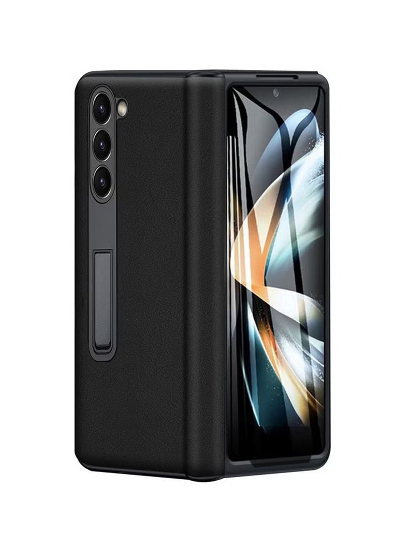 Samsung Galaxy Z Flod 5 Genuine Leather Case Cover with Shockproof Protective Screen Protector & Hinge Protection, Samsung Fold 5 Case with Stand Phone Holder Kickstand Back Accessories - Image 1