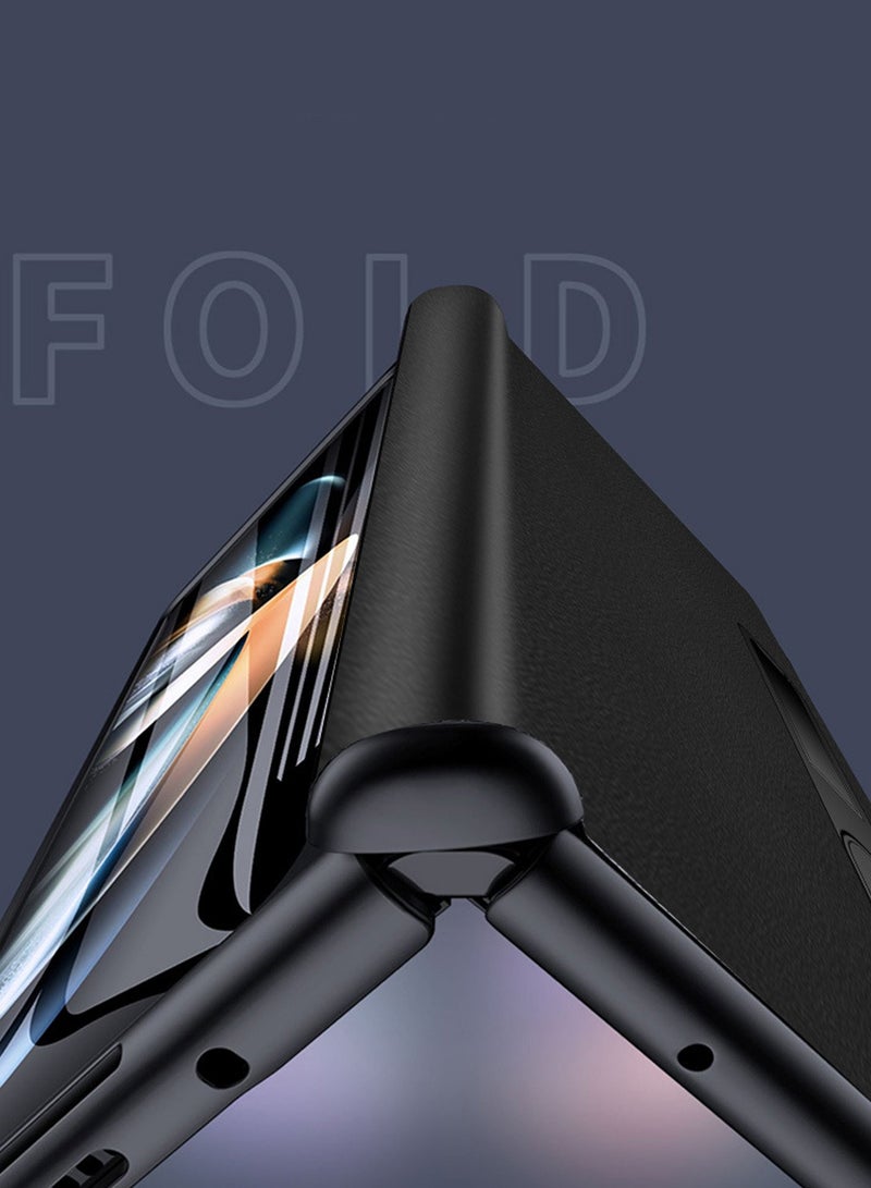 Samsung Galaxy Z Flod 5 Genuine Leather Case Cover with Shockproof Protective Screen Protector & Hinge Protection, Samsung Fold 5 Case with Stand Phone Holder Kickstand Back Accessories - Image 3