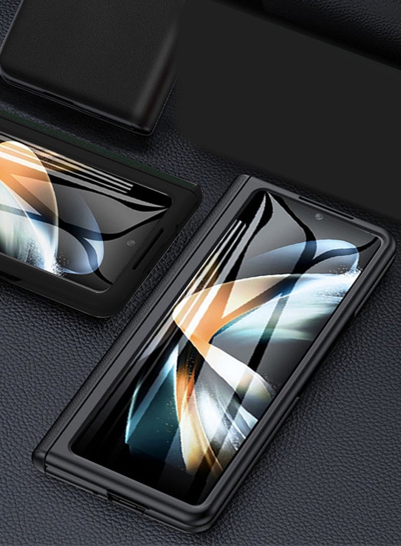 Samsung Galaxy Z Flod 5 Genuine Leather Case Cover with Shockproof Protective Screen Protector & Hinge Protection, Samsung Fold 5 Case with Stand Phone Holder Kickstand Back Accessories - Image 4