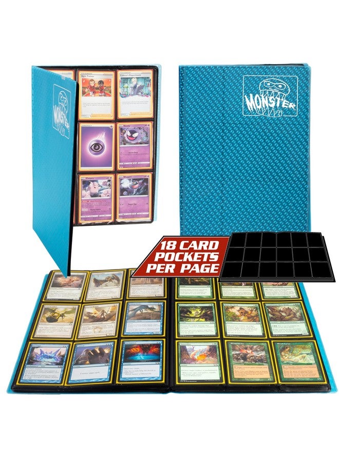 Monster Protectors Monster 9 Pocket Trading Card Binder - Holofoil Aqua Blue Album, Anti-Theft TCG Protection w Side Loading Padded Pockets, Double Sided and Extra Durable, Holds 360 Cards, For Sports, Gaming, Kpop  - Image 1