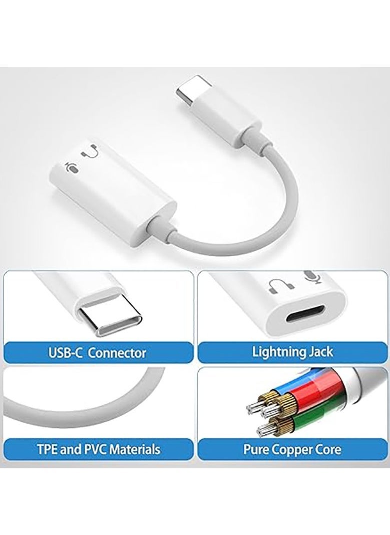 Generic - USB C to Lightning headphone audio adapter for iPhone 15 Plus/Pro Max,Type C Revolution female Lightning headphone Converter (supports voice) for iPad Air Mini MacBook, does not support charging dat - Image 1