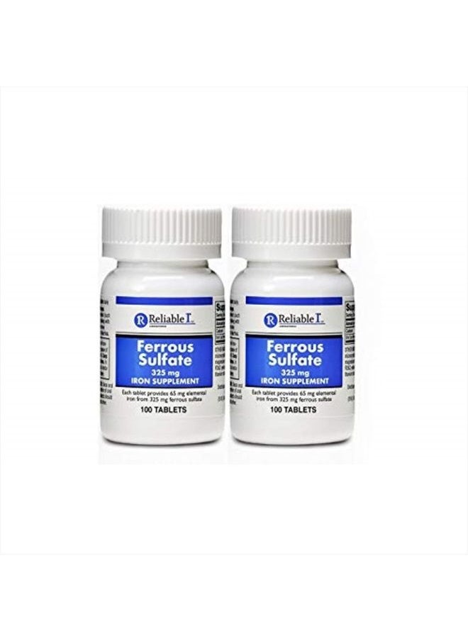Reliable-1 Laboratories - مكمل الحديد كبريتات الحديدوز 325 ملغ (عبوة من قطعتين) | أقراص الحديد | | 100 قرص حديد في كل زجاجة، عبوة من قطعتين - Image 1