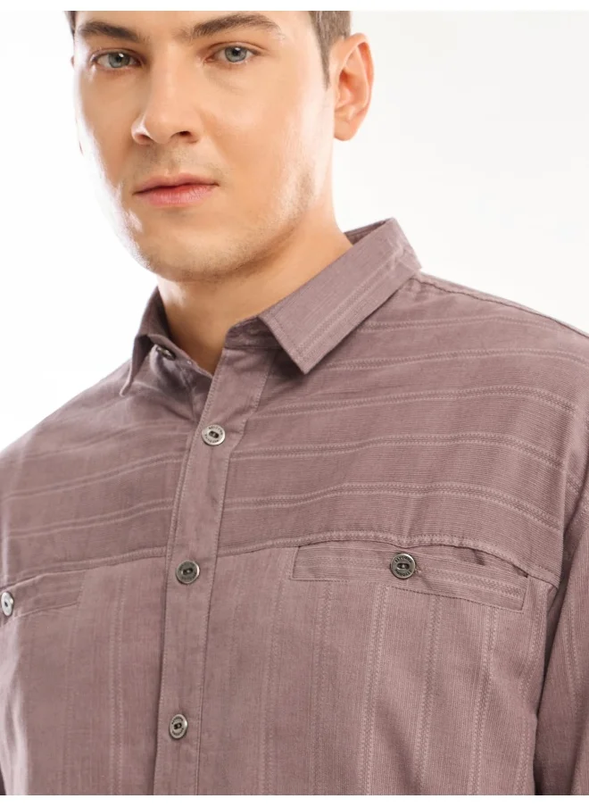 بيونغ Mauve Cord Dobby Shirt for Men