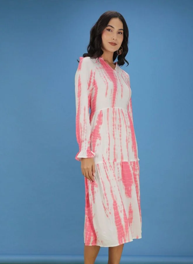 Freehand Freehand Women White Tie-Dye Midi Dress