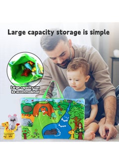 Generic Baby Game Blanket Animal Storage Mat Three-dimensional Animal Fabric Book Bag Crawling Mat Educational Toys-color:Marine Animals (6 Animals + Storage Bag)  - Image 4