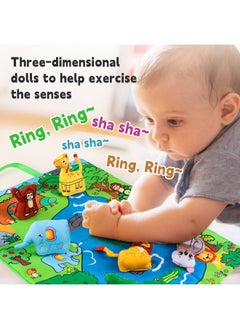 Generic Baby Game Blanket Animal Storage Mat Three-dimensional Animal Fabric Book Bag Crawling Mat Educational Toys-color:Marine Animals (6 Animals + Storage Bag)  - Image 3