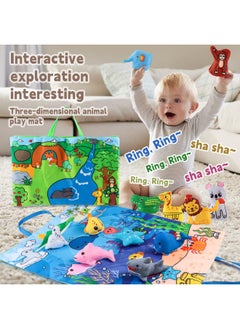 Generic Baby Game Blanket Animal Storage Mat Three-dimensional Animal Fabric Book Bag Crawling Mat Educational Toys-color:Marine Animals (6 Animals + Storage Bag)  - Image 2