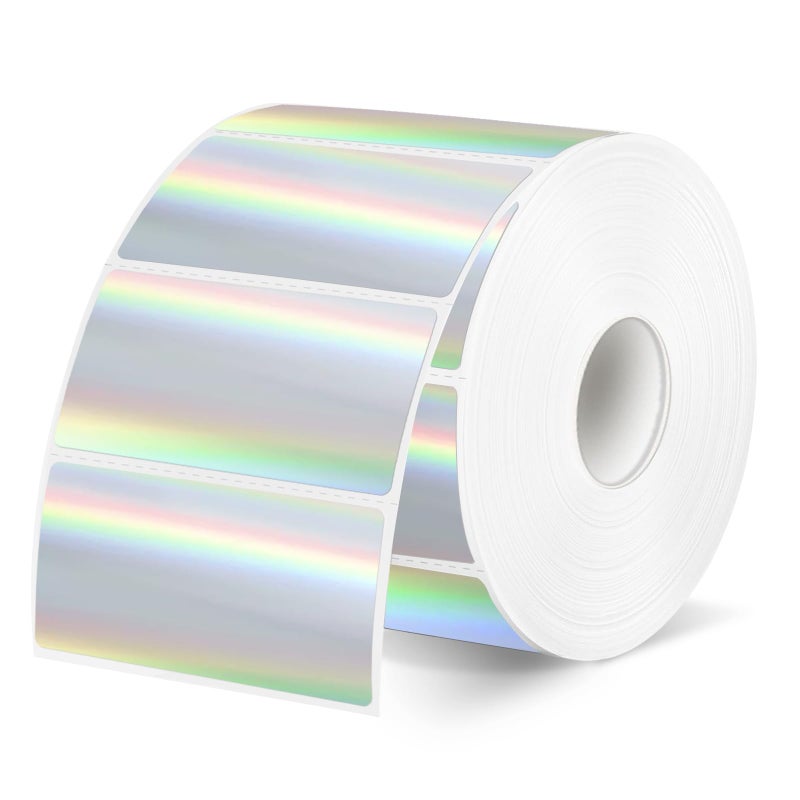 Yegawen Direct Thermal Label 2x1 Inch- Barcode Labels- Holographic Thermal Sticker Labels for Address, Shipping, Compatible with Rollo Label Printer & MUNBYN& Zebra (300 Labels/Silver) - Image 1