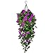 Ankey Hanging Planter with Artificial Hanging Vine Flowers, Plant Hanger UV Resistant Fake Plastic Faux Flower Morning - Image 2