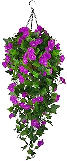 Ankey Hanging Planter with Artificial Hanging Vine Flowers, Plant Hanger UV Resistant Fake Plastic Faux Flower Morning - Image 1